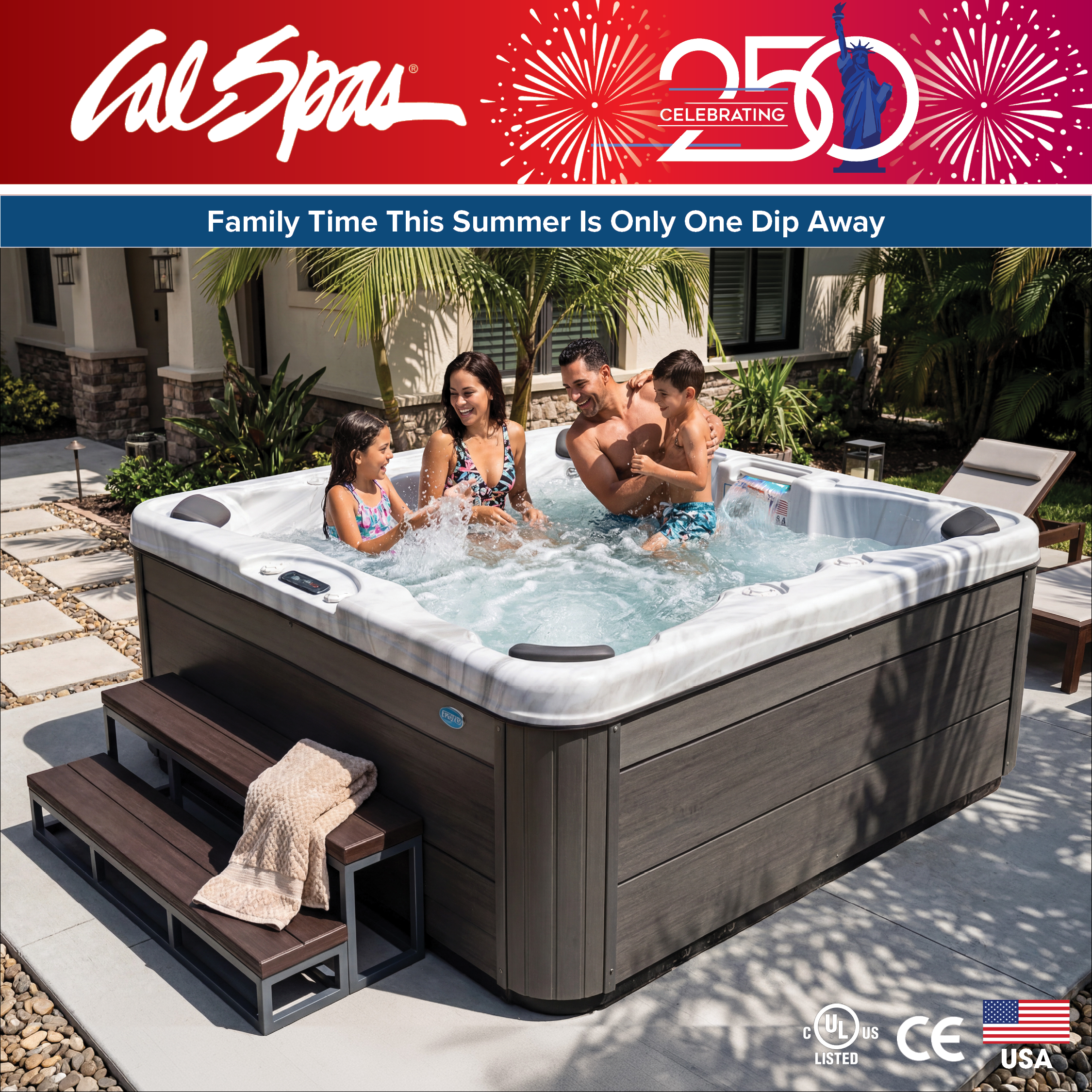 Calspas hot tub being used in a family setting - Grapevine
